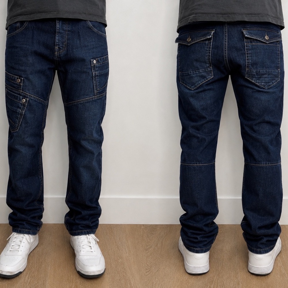 Mens Dark Wash Euro Denim Jeans European Straight Leg Pants 32x32